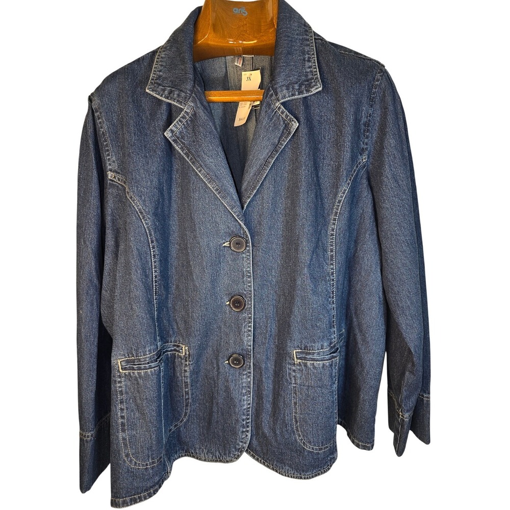Blue Denim Blazer‎ Chore Pockets Utility Jacket